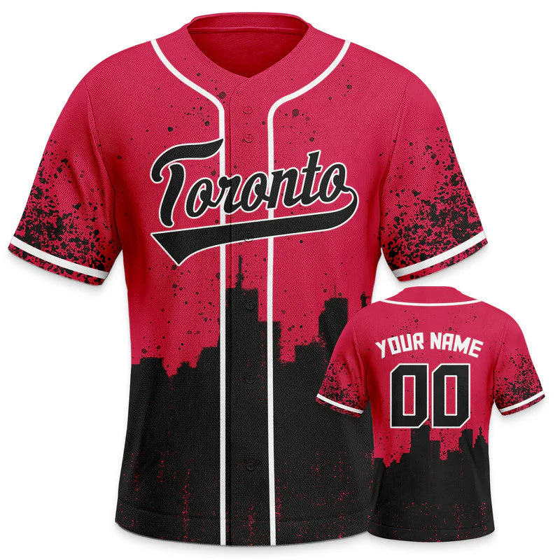 Custom 3D Graffiti Red Black-White Authentic Baseball Silhouette Jersey