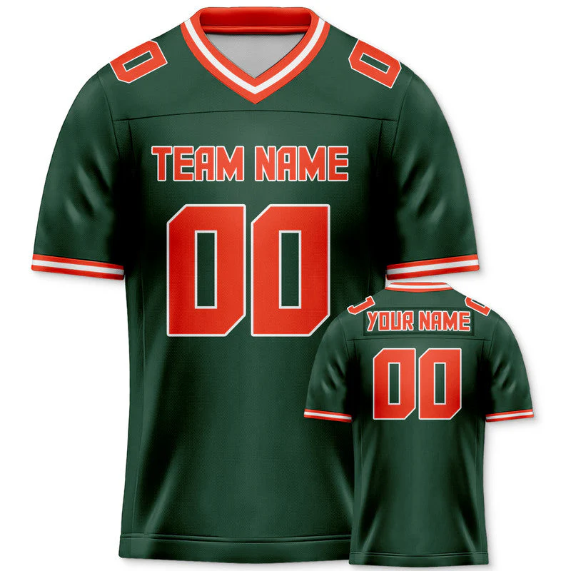 Custom Kelly Green Orange Mesh Authentic Football Jersey