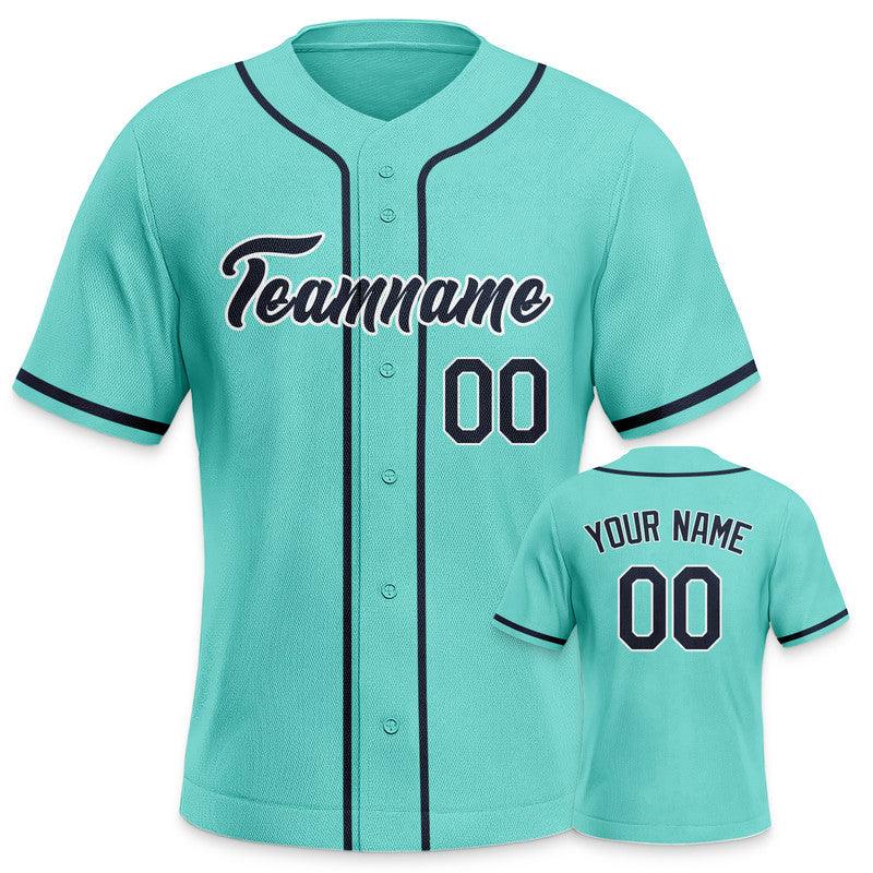 Custom Aqua Navy-White Authentic Baseball Jersey-3
