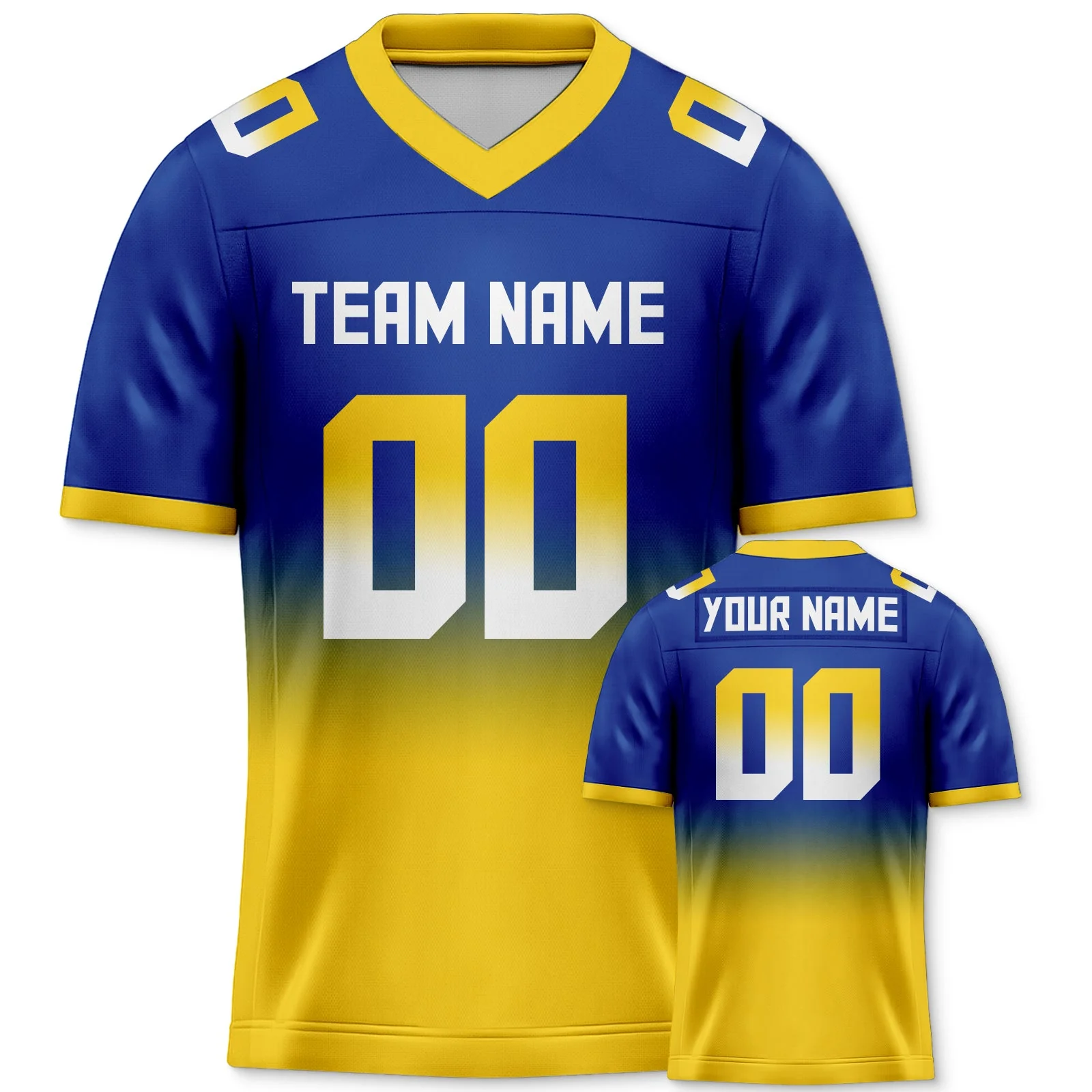 Custom Royal Gold-White Authentic Split Fashion Football Jersey