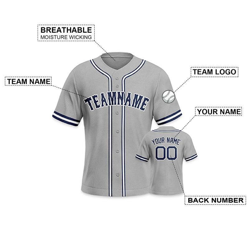 Custom Gray Navy-White Authentic Baseball Jersey-2
