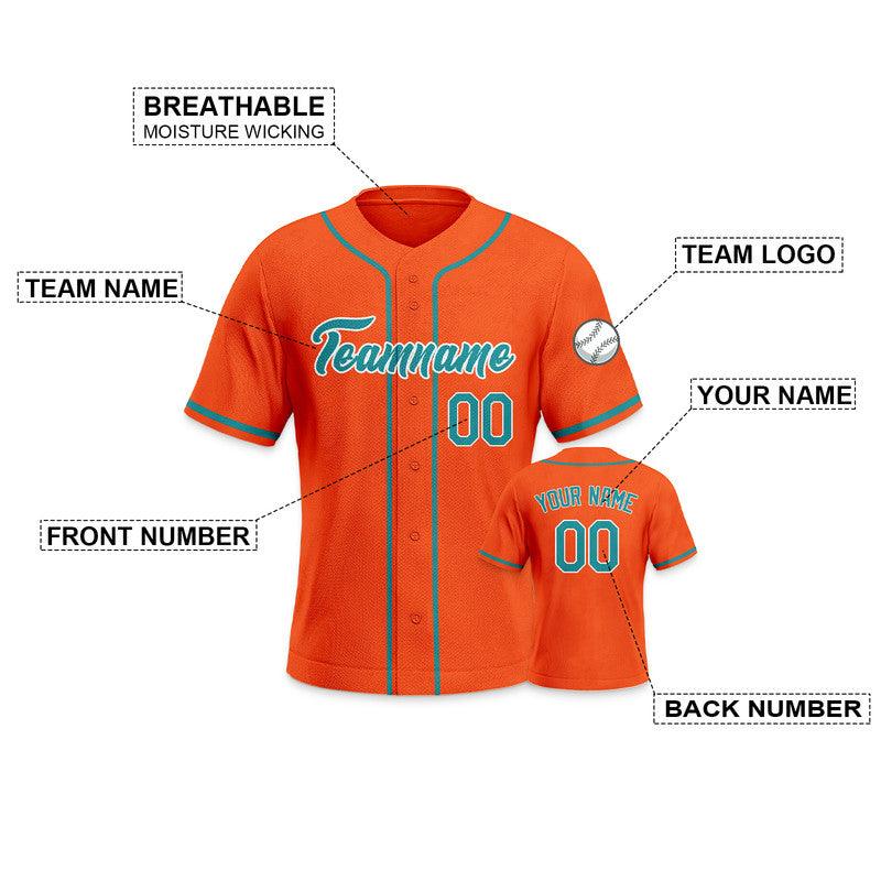 Custom Orange Aqua-White Authentic Baseball Jersey-3