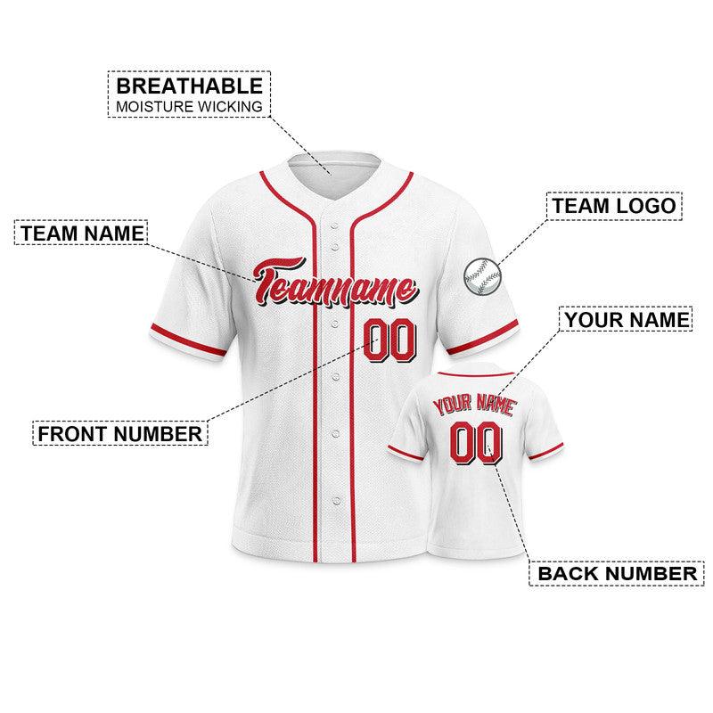 Custom White Red-White Authentic Baseball Jersey-3
