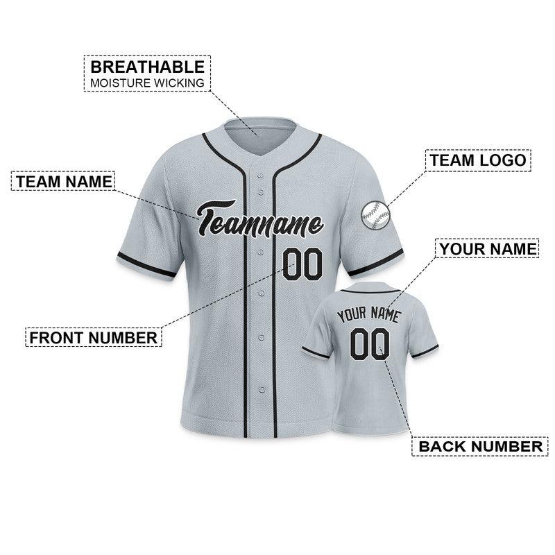 Custom Gray Black-White Authentic Baseball Jersey-3