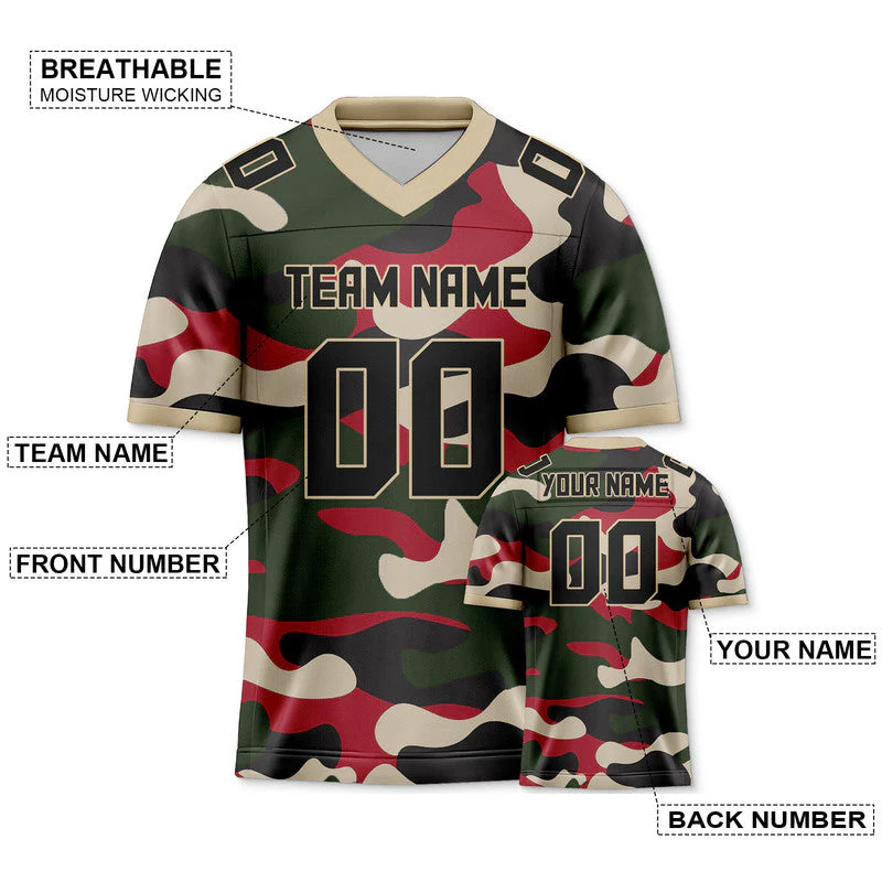 Custom Camo Black-Cream Authentic Salute To Service Football Jersey-1