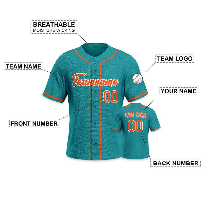 Custom Aqua Orange-White Authentic Baseball Jersey-3