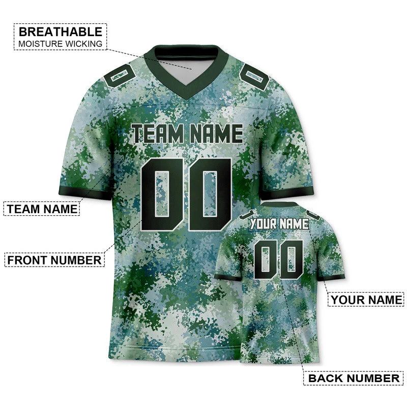 Custom Camo Kelly Green-White Authentic Salute To Service Football Jersey