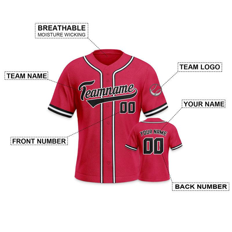 Custom Red Black-White Authentic Baseball Jersey
