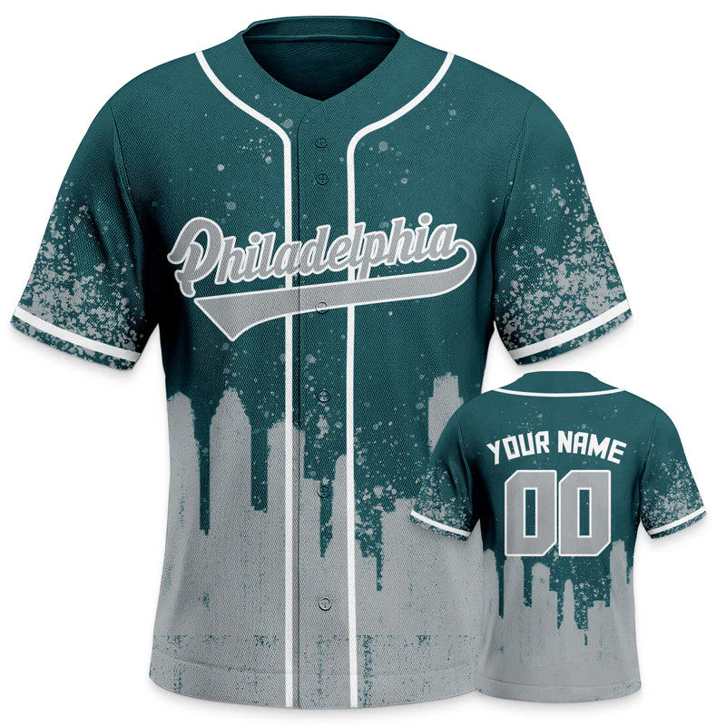Custom 3D Graffiti Aqua Gray-White Authentic Baseball Silhouette Jersey