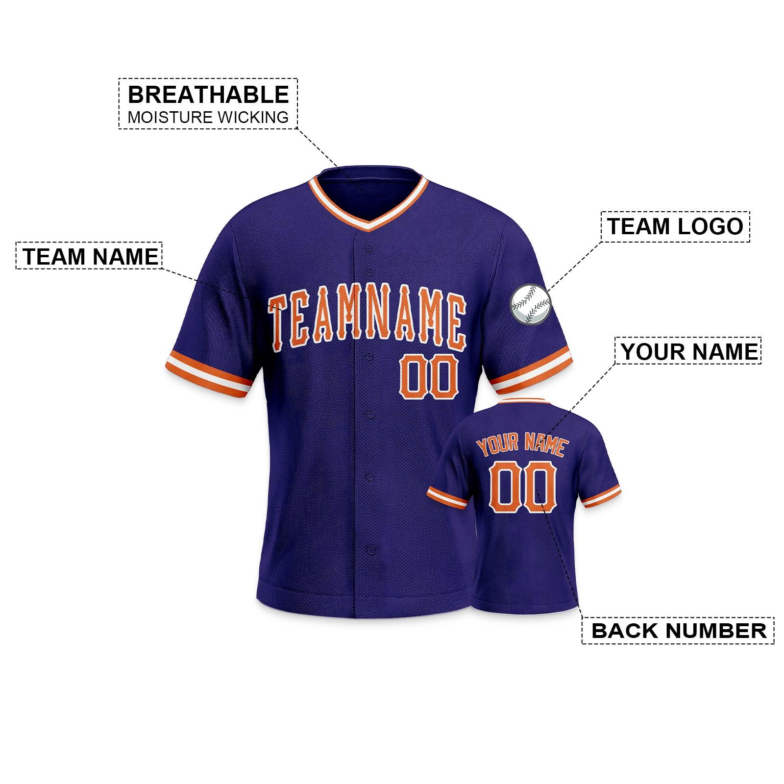 Custom Purple Orange-White Authentic Baseball Jersey-1