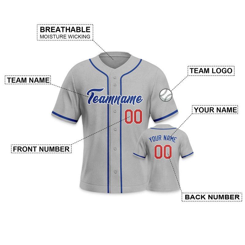 Custom Gray Roayl Red-White Authentic Baseball Jersey-3