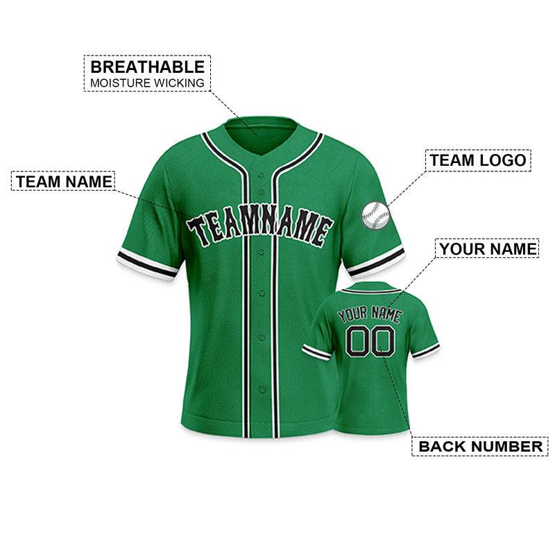 Custom Green Black-White Authentic Baseball Jersey-2