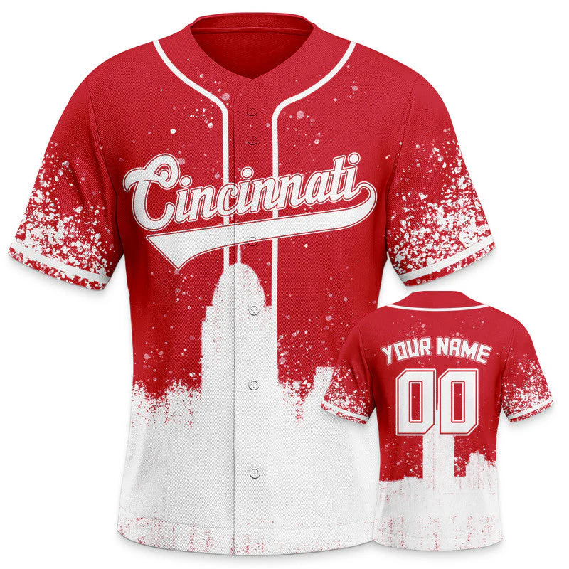 Custom 3D Graffiti Red White Authentic Baseball Silhouette Jersey