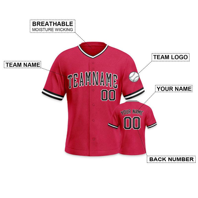 Custom Red Black-White Authentic Baseball Jersey-1