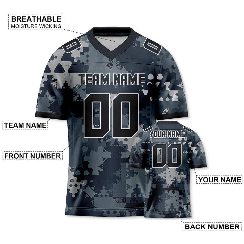 Custom Camo Black-White Puzzle Authentic Salute To Service Football Jersey