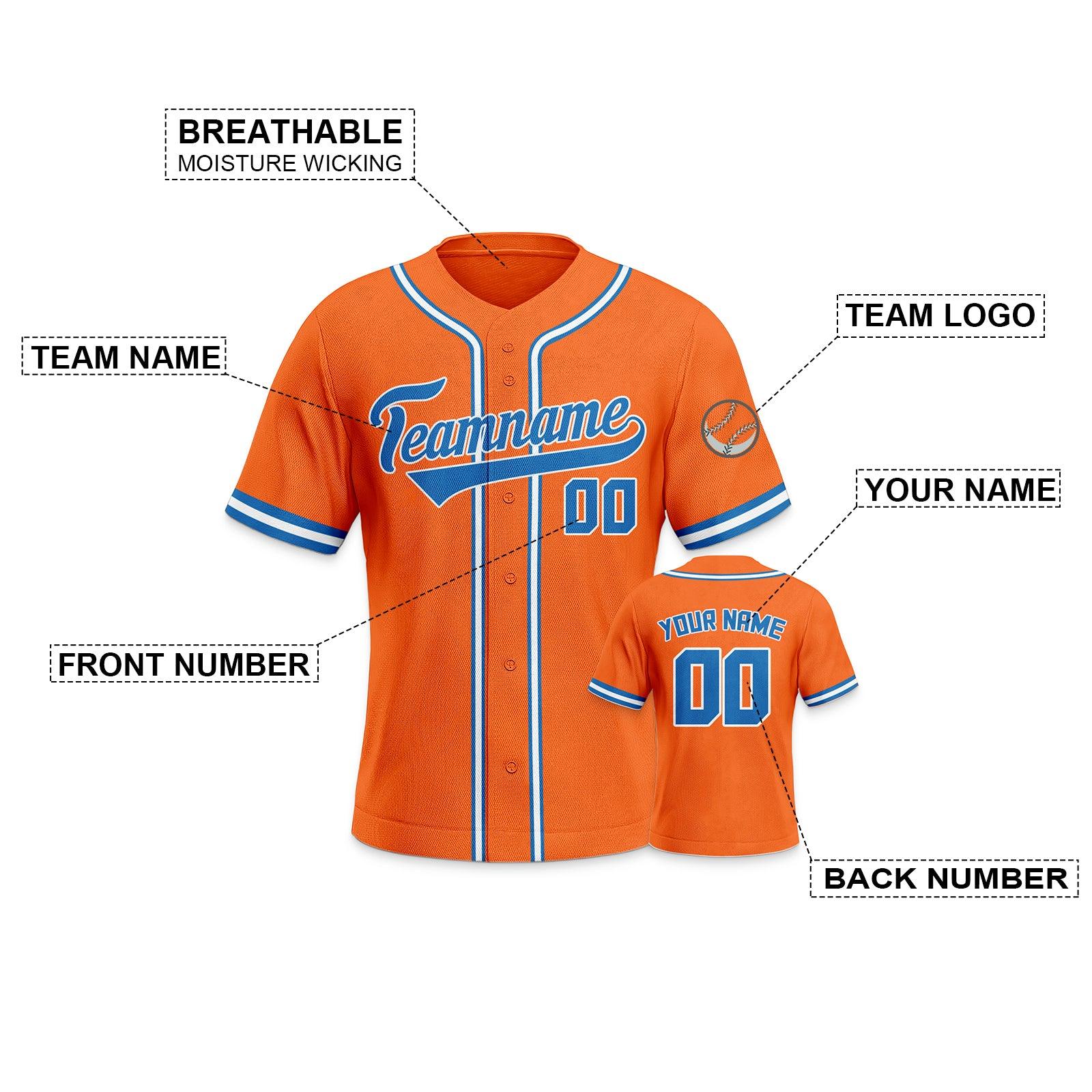 Custom Orange Blue-White Authentic Classic Baseball Jersey