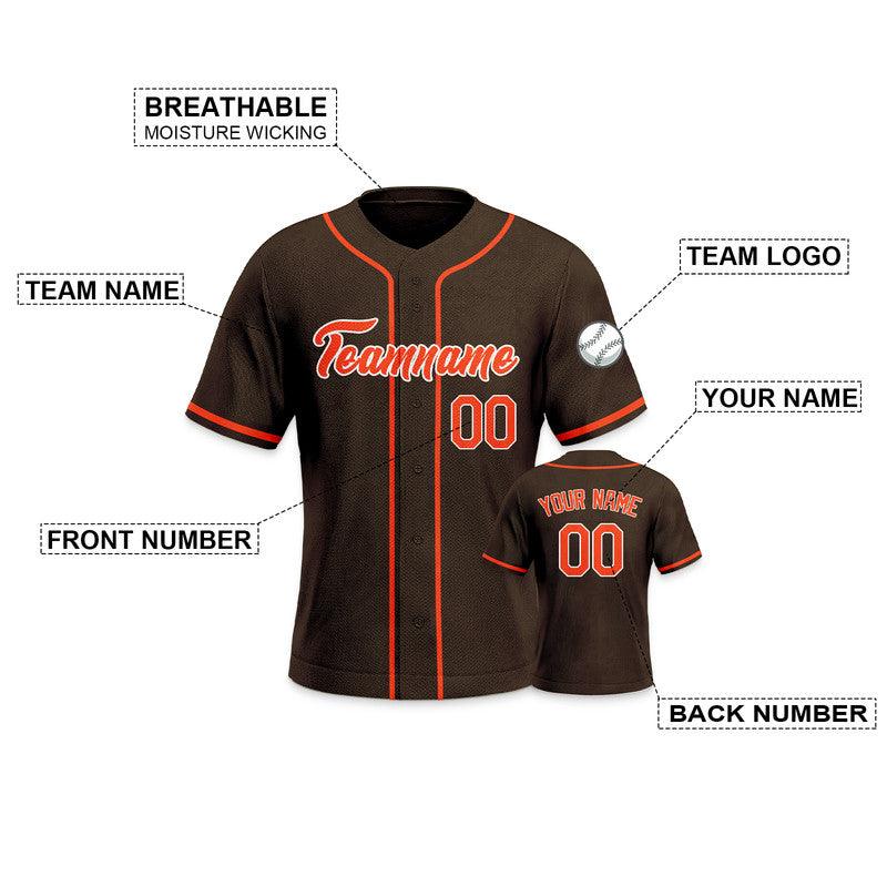 Custom Brown Orange-White Authentic Baseball Jersey-3