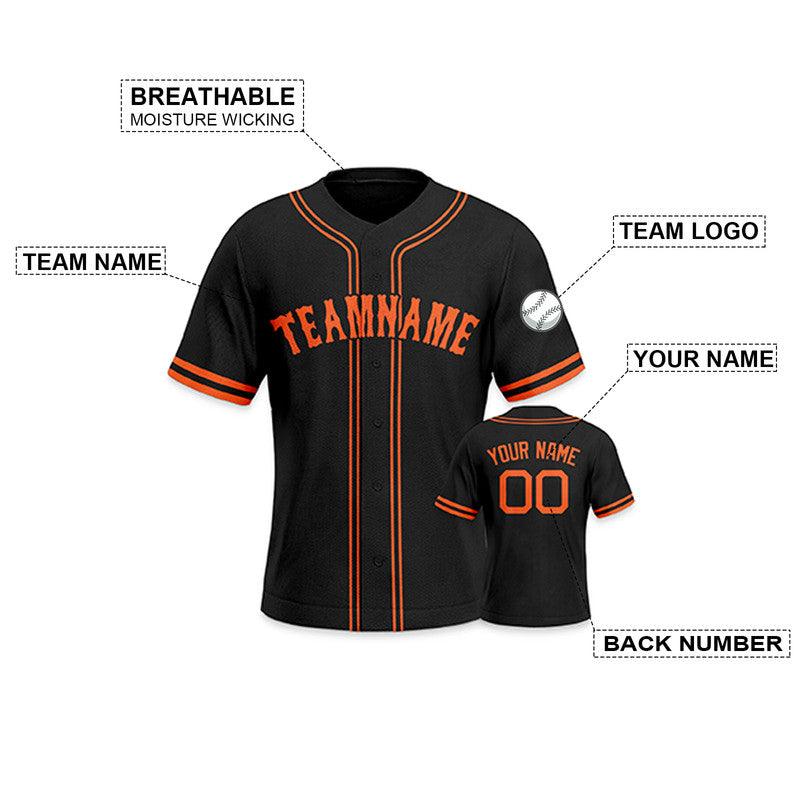 Custom Black Orange Authentic Baseball Jersey-2