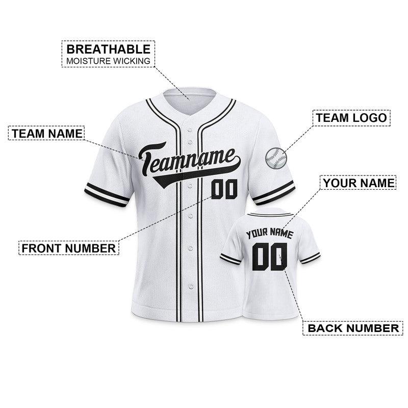 Custom White Black-White Authentic Baseball Jersey